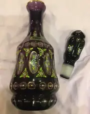 BRAND NEW Handpainted Crystal Purple Decanter With Floral Design