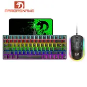 MAMBASNAKE 60% wired mechanical gaming keyboard and mouse combo RGB backlit PC