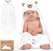 KeaBabies Baby Hooded Towel - Toddler Towel, Baby Bath Towel, Large Bamboo Baby Bath & Hooded Towels - Baby Towel with Hood, Newborn Baby Gift (Grizzly)