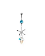 Sexy Dangle Belly Button Ring Surgical Steel Starfish Beach Theme