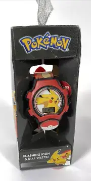 POKEMON Pikachu Flashing Icon and Dial Watch Red Nintendo - NEW!