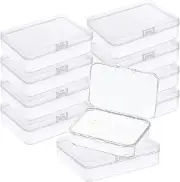 10 Pack Mini Plastic Storage Containers Box with Lid Rectangle Clear Plastic