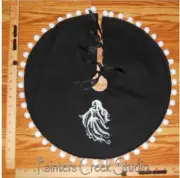 WOMAN GHOST,glows, Embroidered Tree Skirt, Lamp Skirt 19"dia,Prim,Gothic