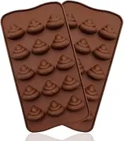2Pcs Poop Silicone Molds, Silicone Funny Poop Molds for Chocolate, Cake, Candy, Pudding, Fondant, Poop Baking Mold, Soap Molds for Soap Making, 15 Cavities (Style 1, One Size)