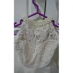 韓國米白色蕾絲小禮服  婚禮  伴娘  夢幻 浪漫 可愛 珍珠項鍊
