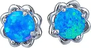 Earring Hoop,Nose Lip Rings,Stud Earrings,Jewellery for Women, Flower and Opal Stud Earrings Jewelry Women for Families Friends (Color : Dark Blue, Size : One Size)