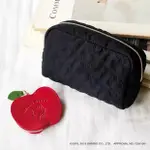 ★JS日雜附錄★ HELLO KITTY 黑色 小物 收納包 化妝包 紅蘋果 零錢包 二件組 蝴蝶結 壓紋 造型拉鍊頭