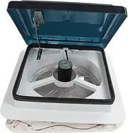 RV Roof Vent Fan, DC12V 10 Blades Dual Mode Air Inlet Outlet Universal Exhaust Fan with 4 LED Lights for Motorhomes Campers Vans Trailers, Low Noise, 360x360mm