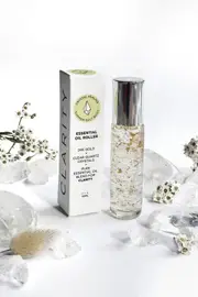 CLARITY- Clear Crystal Quartz Pure Essential Oil Roller Bottle 10ml - infused with 24k Gold