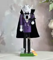 Candy Corn Lane Halloween Spooky Dracula With Cloak Nutcracker Decor Wood 14”