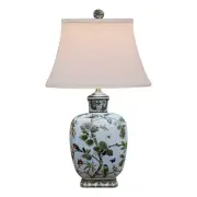 Beautiful Chinese Floral Bird Motif Porcelain Moon Vase Table Lamp 23"