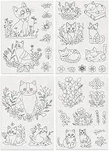33Pcs Water Soluble Embroidery Patterns Cats&Plants Hand Sewing Stabilizer Adhesive Cloth Solvy Bouquet Water Soluble Stabilizer for Embroidery Beginners