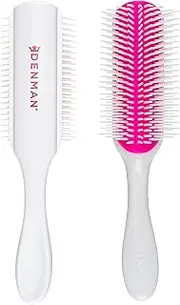 Denman Curly Hair Brush D4 (Cherry Blossom) 9 Row Styling Brush for Styling, Smoothing Longer Hair and Defining Curls - For Women and Men