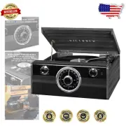 Elegant Mid Century Turntable: Bluetooth, AM/FM Radio & 3-Speed Sound System