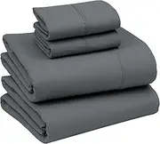 RUVANTI King Size Sheets Set, Brushed Microfiber Sheets 4 Pieces (1 Fitted Sheet, 1 Flat Sheet, 2 Pillowcases), with 15-inch Deep Pockets, Lightweight & Compfy Premium Hotel Bedding, Dark Grey