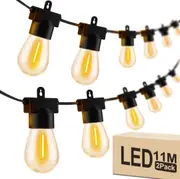 Outdoor String Lights 22M 2Pack 11M with 20+2 S14 LED Bulbs, Waterproof Warm White for Outdoor Decor