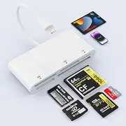 iPhone SD Card Reader Multi iPhone Card Reader 5 in 1 XD CF SD TF Card Reader Adapter SD Card Reader for iPhone 14/14 Pro/14 Pro Max/13/12/iPad