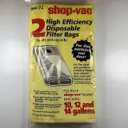 2 Pk Shop Vac 90671 High Efficiency Disposable Filter Bags 5, 6, 8 Gallon NOS