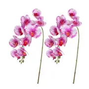 2 Pcs 38 Inch Artificial Orchid Stems Phalaenopsis Flowers Purple