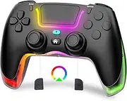 Shiptree Wireless Controller für P4, RGB Gamepad Controller mit Makro M1/M2 & 6-Achsen Gyro & Dual Vibration & Audio Jack & Turbo, Games Zubehör Kontroller Kompatibel mit P4/Pro/Slim