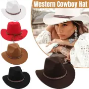 Western Cowboy Jazz Hat Wool Felt American Style Men Women Upside Down Top Hat