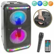 Pyle PPHP288B 600W Rechargeable Portable Bluetooth PA Speaker Microphone System