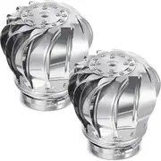 2 Pcs 110mm Non Power Roof Ventilator Wind Turbines Attic Air Vent for Houses Factory Attic Farm Leak Proof Vent Cap Fan Silver