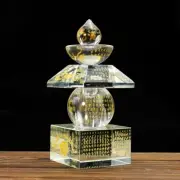 K9 Crystal Glass Laser Carving Buddhism Scriptures Rune Five-story Stupa Dagoba