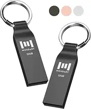 [mosDART] Waterproof 32GB USB2.0 Flash Drive, FAT32 Metal Memory Stick with Keychain, for System Back, Data Storage, Titan Gray(Pack of 2)