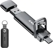 SSK External USB C SSD 512 GB External Hard Drive, with up to 1000 MB/s, Fast USB Stick, Dual USB C + USB A USB Stick 3.2 Gen2 Memory Stick for iPhone 15/PS4/Android Phone/Tablet/Windows/Mac