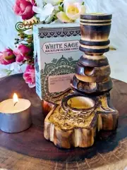 Wooden Backflow Incense Holder. Cones Included Hasma Hand Set Incense Cones