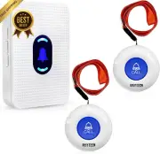 Wireless Caregiver Pager Alert System SOS Call Button 1 Receiver, 2 Transmitters