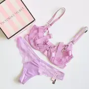 32DD MEDIUM Victoria’s Secret lilac harness strappy bra set thong panties