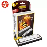 Hohner Hot Metal 10-Hole Diatonic Harp Harmonica Key of A with Online Lessons