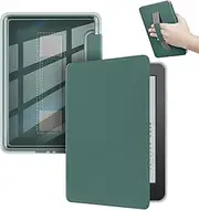 Case for 6" Kindle Paperwhite (7th Generation, 2015), Ultra Clear Soft Light Transparent TPU Back Cover with Hand Strap, Auto Wake/Sleep, Dark Green