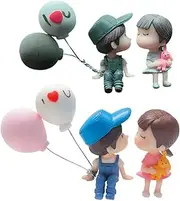 2 Pairs Decors Plastic Girls Car Figure Cartoon Romantic Girl Balloon Decoration Action Dashboard and Resin for Accessories Cute Kiss Day Interior Boy