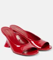 [Dries Van Noten] Dries Van Noten Patent leather wedge mules AU 4 red