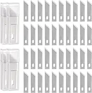 uxcell 40pcs Exacto Knife Blades #19 Hobby Knife Replacement Blades Spare Precision Exacto Blades Hobby Knife Blade Refills for DIY, Art, Cutting, Carving, Scrapbooking, Stencil