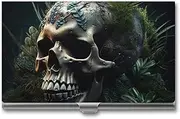 [LKHDS] Slim Aluminum Alloy Business Card Holder Skull And Plants Pocket Business Card Case Portable Business Card Wallet Business Card Holders Handheld Card Box for Women Men, style, One size, Style
