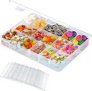 LOMYLM Travel Snack Box With 18 Compartments - Removable Portable Clear Container With Multi Trays for Plane, Kids (20x16x3cm)