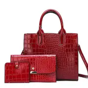 Versatile Crocodile Pattern Shoulder Bag for Women - 3-in-1 Design