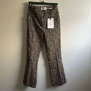 Anthropologie Essentiel Antwerp leopard print cuffed cropped pant size 0 NWT