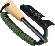 Ferro Rod Flint Fire Starter Kit with Wood Handle Paracord for Camping Survival