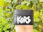 MICHAEL KORS JET SET COPPER CARD CASE WALLET MK GRAPHIC BLACK/WHITE