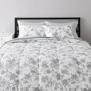 Amazon Basics 8-Piece Ultra-Soft Microfiber Bed-In-A-Bag Comforter Bedding Set - King, Grey Chinoiserie
