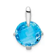 14K White Gold Blue Topaz Pendant