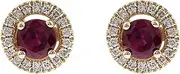 [Gin & Grace] 14K Yellow Gold Mozambique Genuine Ruby Earrings with Diamonds for women | Ethically, authentically & organically sourced (Round) shaped Ruby hand-crafted jewelry for her | Ruby Earrings for women