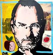 CORBELLIC EXPRESSIONISM 12X12 STEVE JOBS HANDMADE SIGNED COLORFUL ART PAINTING