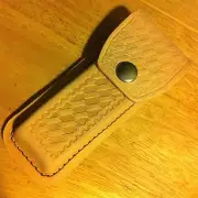 Natural Embossed Basketweave Design Leather Sheath Fits 3" to 3 1/2" Knife SH203