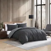 Kenneth Cole Diagonal Stitch Quilt Cover Set Dark Green/Grey
